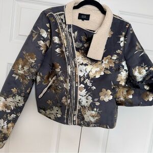 Goldie Black and White Label Asymmetrical teddy bear jacket size M